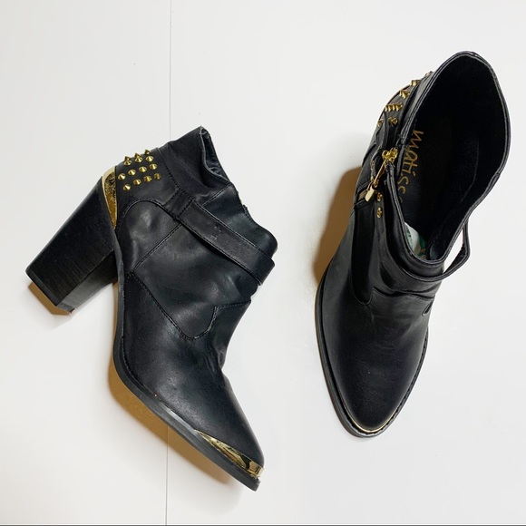 Matisse Kira Studded Gold Ankle Boots - Picture 2 of 8